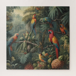 Quebra-cabeça Mosaico da Selva Arara-vermelha e Abacaxi