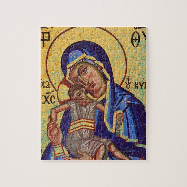 Quebra-cabeça Mosaico Madonna & ícone da criança (Vertical)