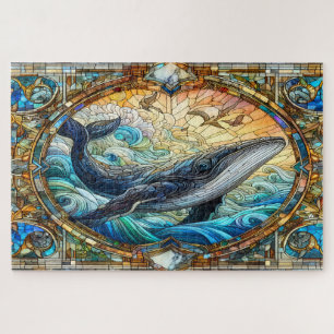 Quebra-cabeça Mosaico Marinho Majestoso Uma Baleia De Vidro Manc