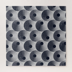 Quebra-cabeça Mosaico preto-prata: textura concêntrica dos anéis