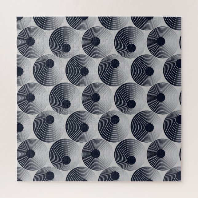 Quebra-cabeça Mosaico preto-prata: textura concêntrica dos anéis (Vertical)