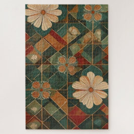 Quebra-cabeça Mosaico Vintage Bloom – Geometria Floral Atemporal