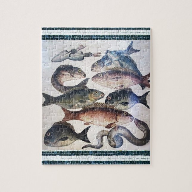 QUEBRA-CABEÇA MOSAÍDOS ROMANOS ANTIGOS, PESCAS, CENA CÉLULA DE V (Vertical)