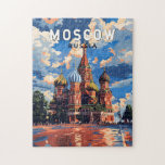 Quebra-cabeça Moscou Rússia Viagem Art Vintage<br><div class="desc">Viagem de vetor de Moscou. Moscou,  no rio Moskva,  no oeste da Rússia,  é a capital cosmopolita do país.</div>