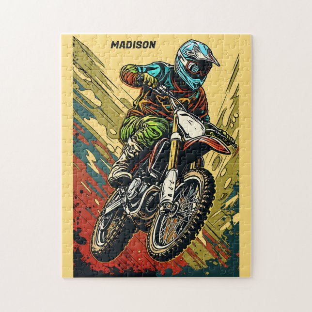 Quebra-cabeça Motocross de nome personalizado (Vertical)