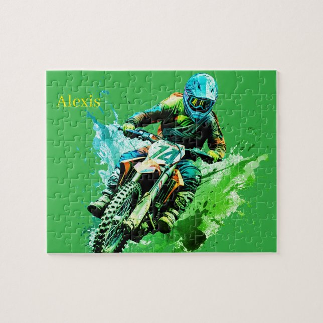 Quebra-cabeça Motocross nome personalizado (Horizontal)