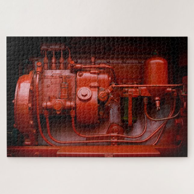 Quebra-cabeça Motor Trator Vermelho. (Horizontal)