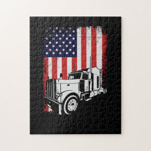 Quebra-cabeça Motorista de caminhão americano Flag Trucker Gift