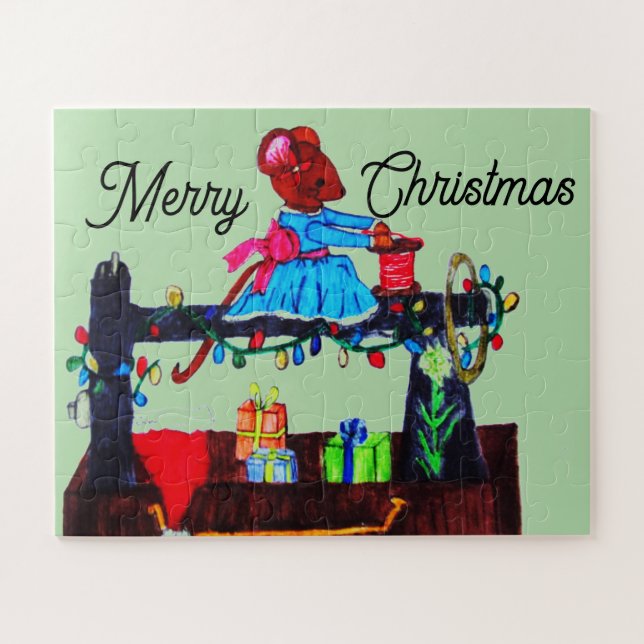 QUEBRA-CABEÇA MS. MOUSE MAKES A SANTA HAT  (Horizontal)