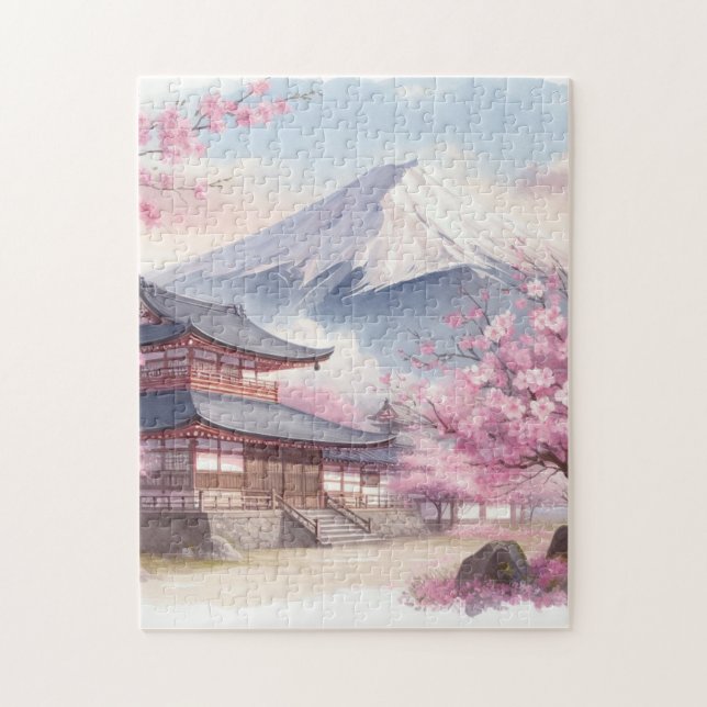 Quebra-cabeça Mt. Fuji in Bloom – Sakura Puzzle (Vertical)