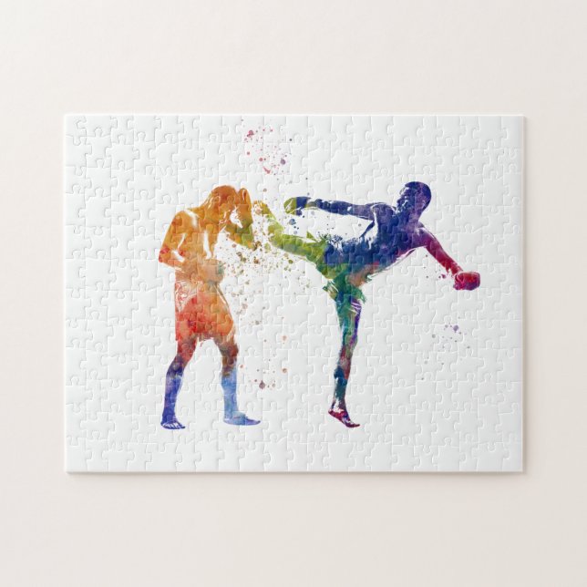 Quebra-cabeça Muay thai em aquarela (Horizontal)