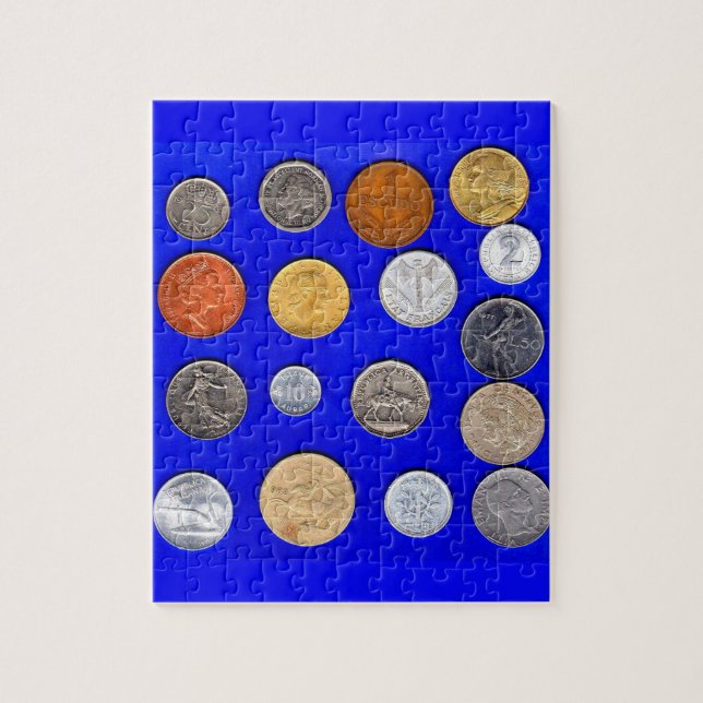 Quebra-cabeça muitas moedas estrangeiras (Vertical)