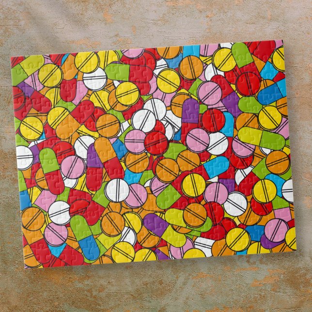 Quebra-cabeça Muitos comprimidos (Lots of Pills Colorful Jigsaw Puzzle)