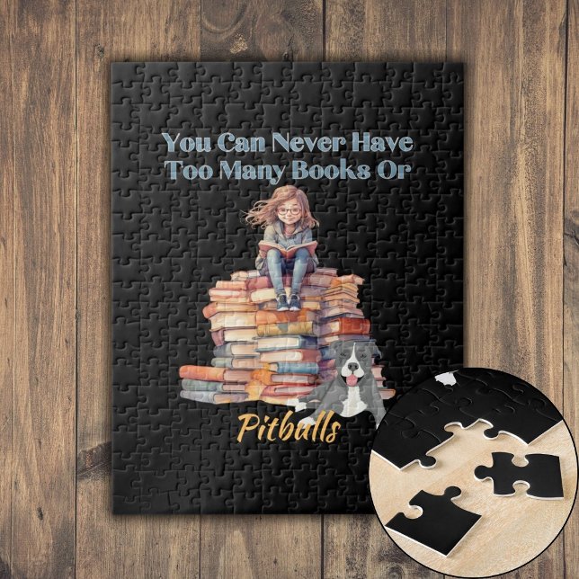 Quebra-cabeça Muitos Livros ou Pitbulls  (Too Many Books or Pitbulls Jigsaw Puzzle)