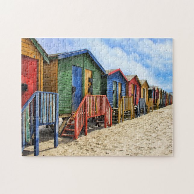Quebra-cabeça Muizenberg Coloridas Casas na Praia (Horizontal)