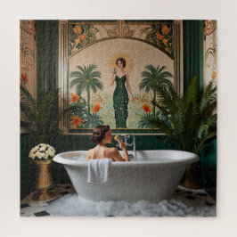 Quebra-cabeça Mulher a Tomar Banho em Casa de Banho Art Déco