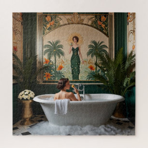 Quebra-cabeça Mulher a Tomar Banho em Casa de Banho Art Déco