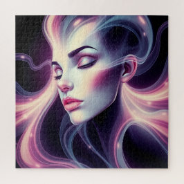 Quebra-cabeça Mulher abstrato etérea com Luz Fluente