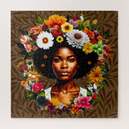 Quebra-cabeça Mulher afro-americana com coroa floral