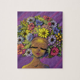 Quebra-cabeça Mulher afro-americana com flores afro