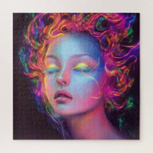 Mulher alienígena com cabelo cósmico