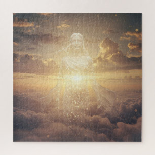 Quebra-cabeça Mulher Angelic transparente caminha em nuvens
