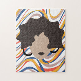 Quebra-cabeça Mulher Cabelo Castanho Ondulado Estilista Beleza R
