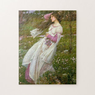 Quebra-cabeça Mulher coletando flores no vento