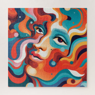 Quebra-cabeça Mulher Colorida Vibrante Grelha de Emoções