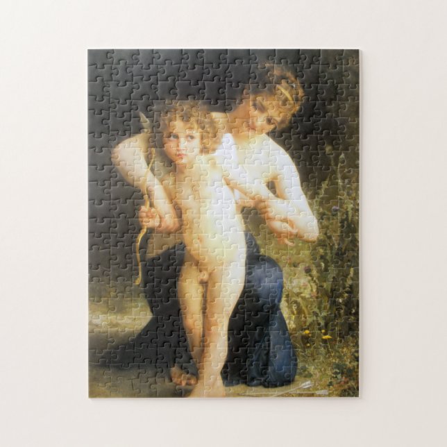 Quebra-cabeça Mulher com Cupido, Bouguereau (Vertical)