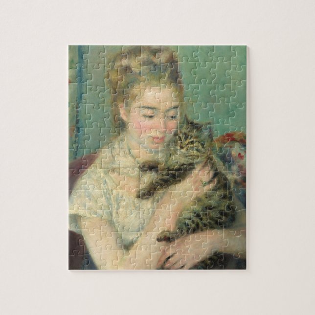 Quebra-cabeça Mulher com gato por Renoir Art (Vertical)
