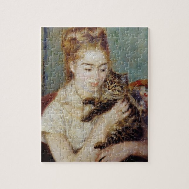 Quebra-cabeça Mulher com um gato por Pierre-Auguste Renoir (Vertical)