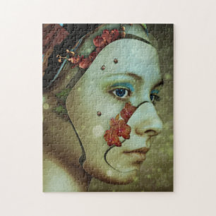Quebra-cabeça Mulher Cyborg com flores