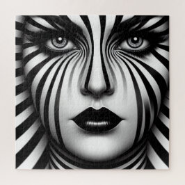 Quebra-cabeça Mulher de Stripe Negra e Branca