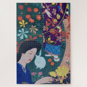 Quebra-cabeça Mulher do Jardim Flor, Goyō Hashiguchi