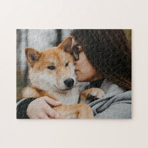 Quebra-cabeça Mulher e Animal de Estimação Cachorro