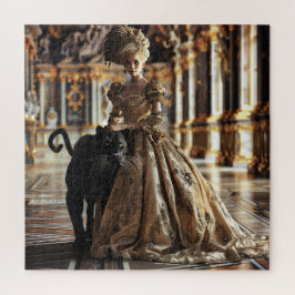 Quebra-cabeça Mulher Elegante Barroca com Pantera Preta