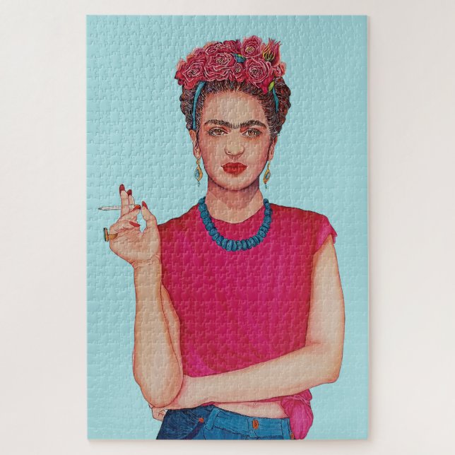 Quebra-cabeça Mulher em Jeans Azuis Pintura a óleo (Vertical)
