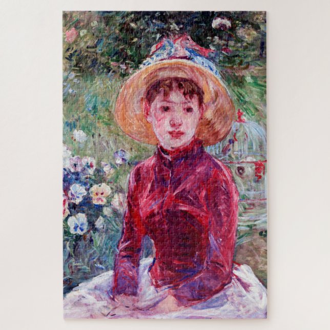 Quebra-cabeça Mulher em Vermelho, Berthe Morisot (Vertical)
