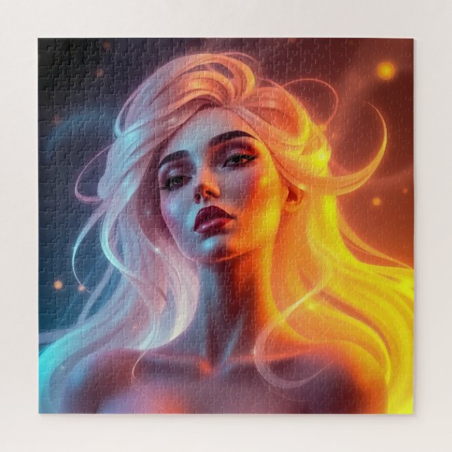 Quebra-cabeça Mulher Fantasia Eetérea Light - Arte Vibrante (Vertical)