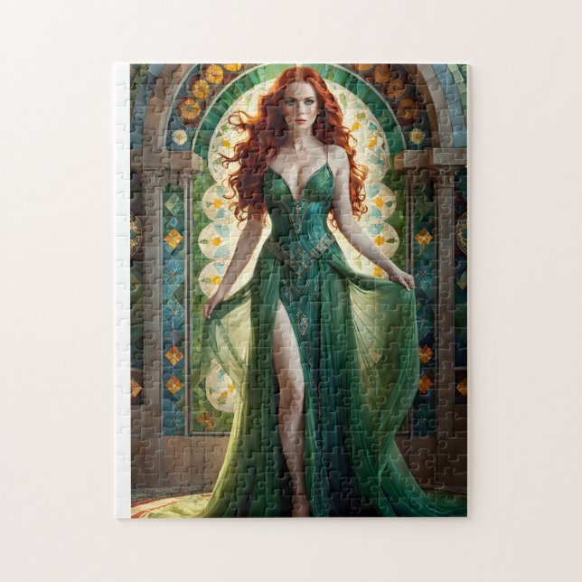 Quebra-cabeça mulher feia com cabelo vermelho e olhos verdes esc (Vertical)