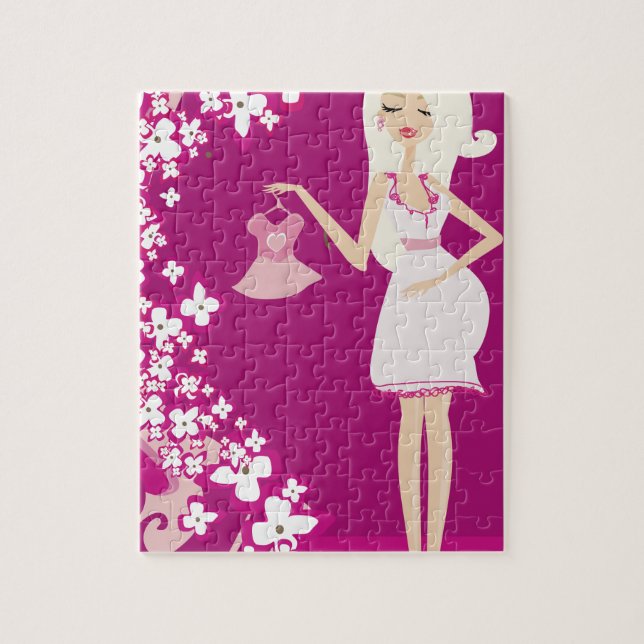 Quebra-cabeça mulher grávida loira (Vertical)