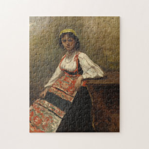 Quebra-cabeça Mulher italiana (La Morieri) por Corot