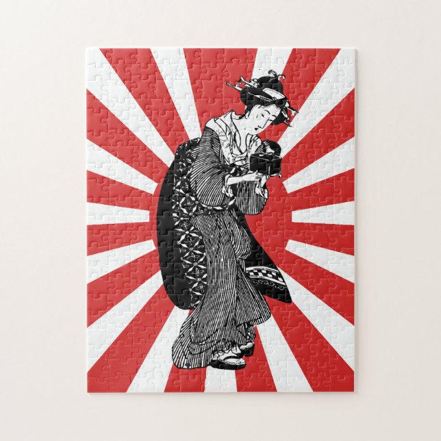 Quebra-cabeça Mulher japonesa tradicional do ukiyoe (Vertical)