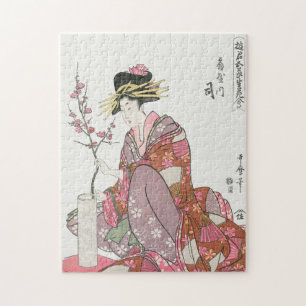Quebra-cabeça Mulher japonesa Vintage Pintura pintura pintura bl