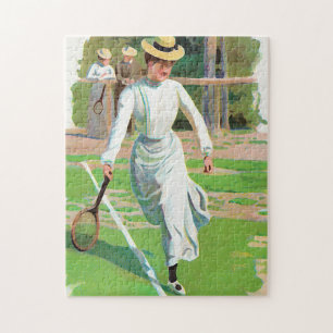 Quebra-cabeça Mulher jogando tênis, por volta de 1900