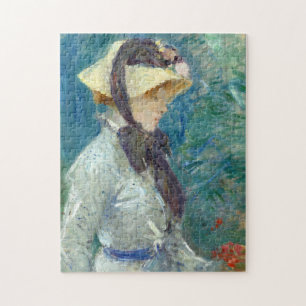 Quebra-cabeça Mulher jovem com chapéu de palha   Berthe Morisot