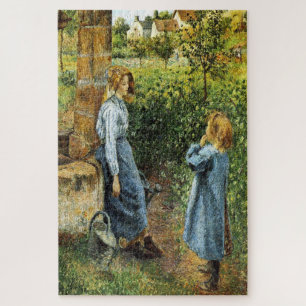 Quebra-cabeça Mulher Jovem e Criança no Poço 1882 por Pissarro