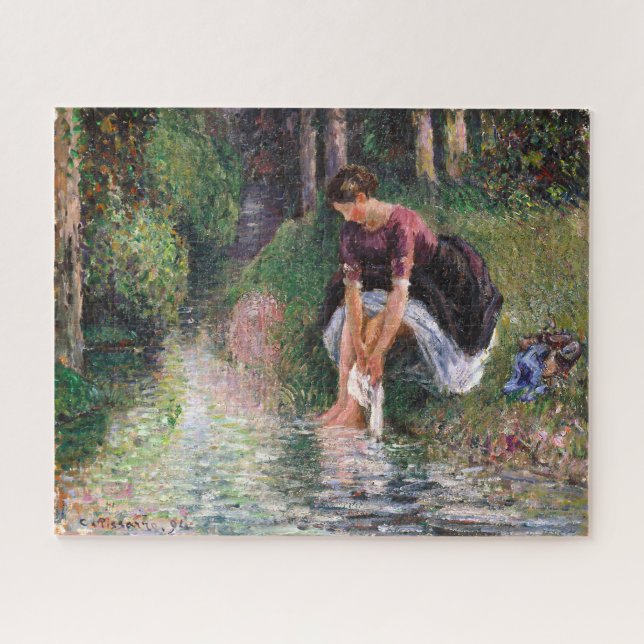 Quebra-cabeça Mulher Lavando Seus Pés Camille Pissarro (Horizontal)