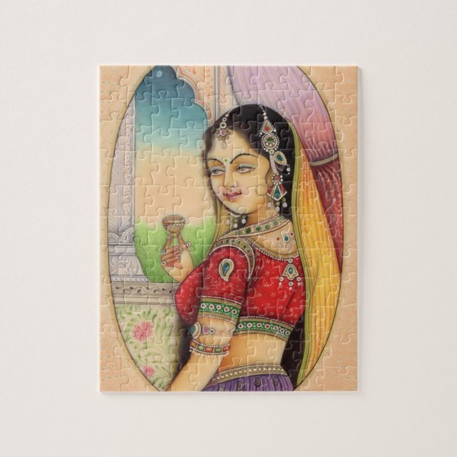 Quebra-cabeça Mulher Mughal Indiana, Estilo Vintage (Vertical)